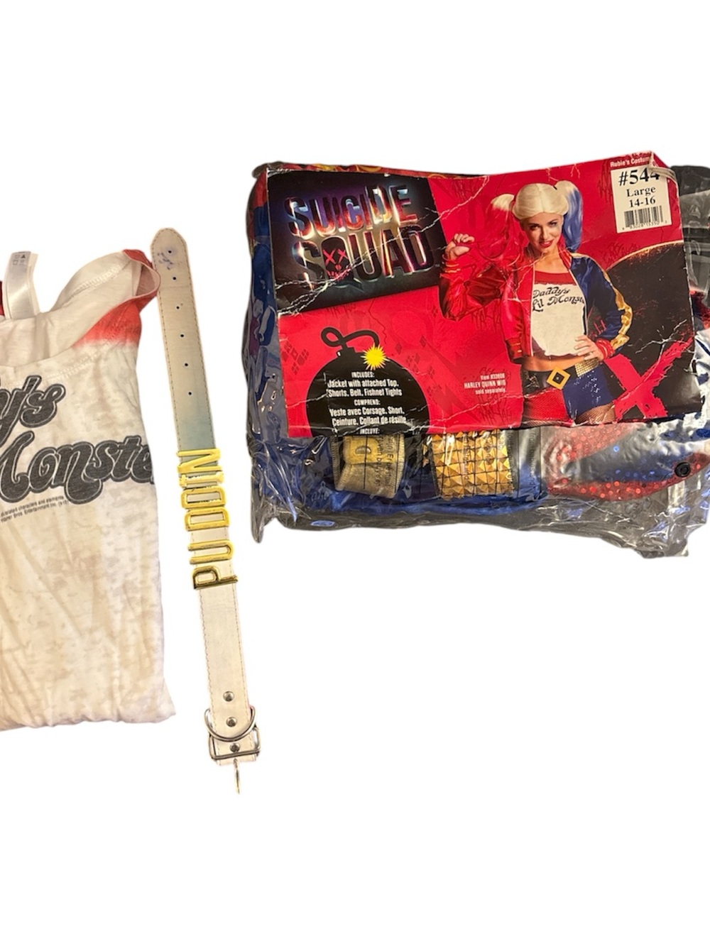 Harley Quinn Costume Rubie’s Jacket & Shorts collar and tee